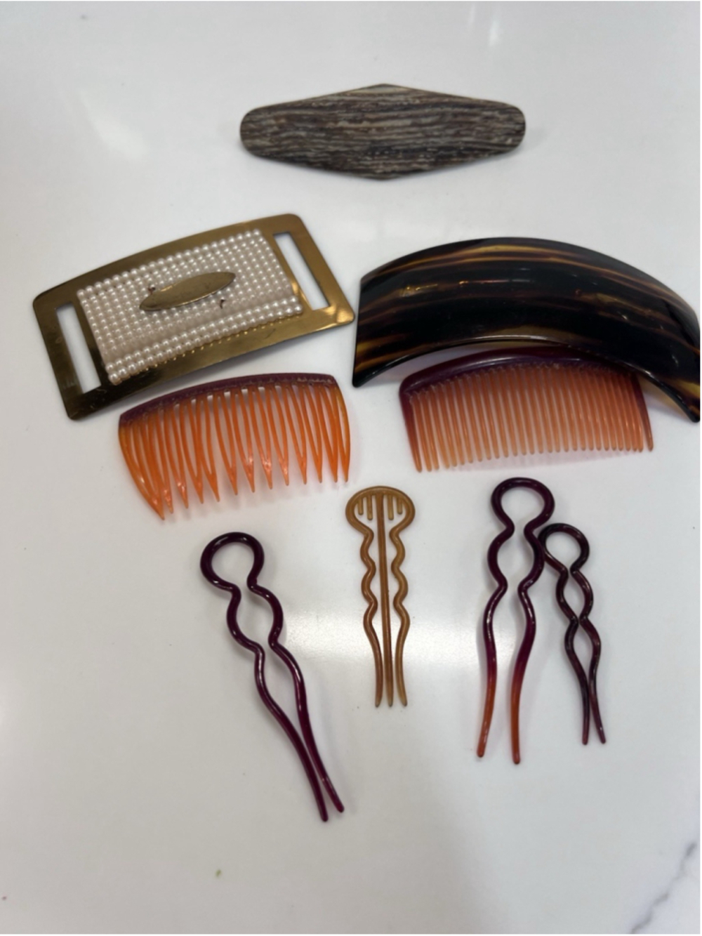 Vintage Hair Accessories Lot Combs Pick Barrettes And Pins